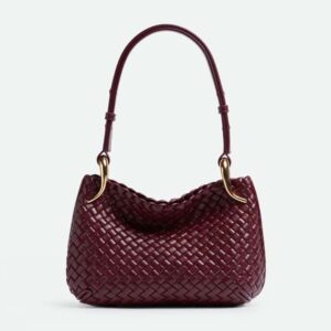 Bottega Veneta Women Small Clicker Shoulder Bag-Maroon