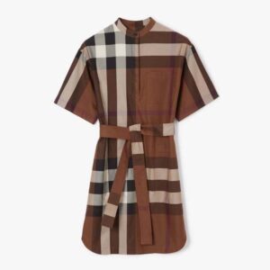 Burberry Women Check Cotton Tie-waist Shirt Dress