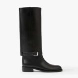 Burberry Women Leather Boots with a Logo-Embossed Ankle Strap