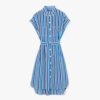 Burberry Women Striped Silk Shirt Dress-Blue