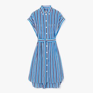 Burberry Women Striped Silk Shirt Dress-Blue