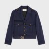 Celine Women Cropped Saharienne Jacket in Diagonal Wool