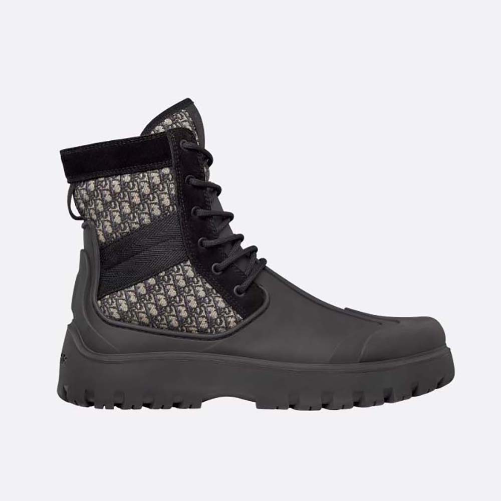 Dior Men Garden Lace-up Boot Beige and Black Dior Oblique Jacquard and ...