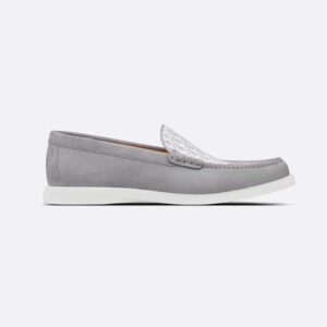 Dior Men Granville Loafer Dior Gray Suede and Dior Oblique Jacquard