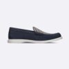 Dior Men Granville Loafer Navy Blue Suede with Beige and Black Dior Oblique Jacquard
