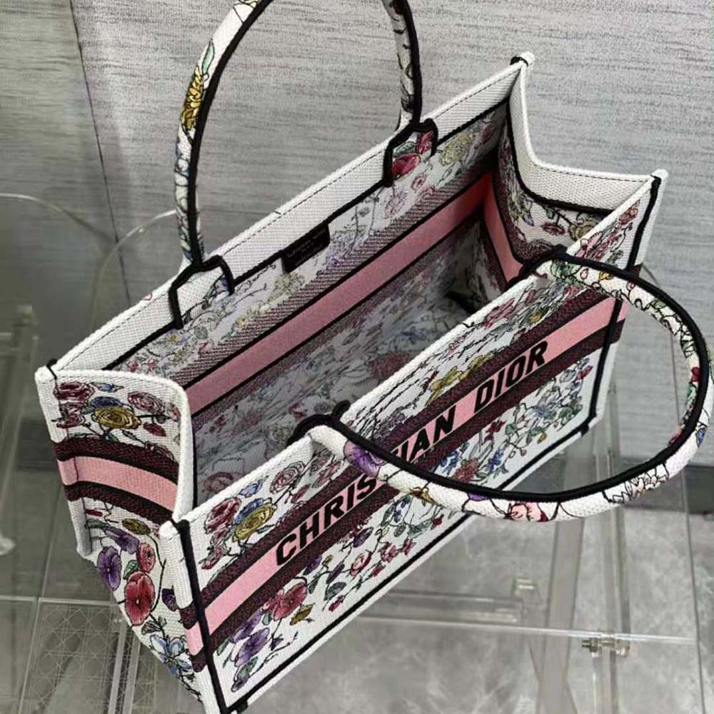 Dior Women Medium Dior Book Tote White Multicolor Florilegio Embroidery 6 Dior Women Medium Dior Book Tote White Multicolor Florilegio Embroidery - Image 6