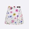 Dior Women Skort White Technical Fabric with Red Multicolor Florilegio Motif