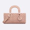 Dior Women Small Lady D-joy Bag Rose Des Vents Cannage Calfskin Embroidered with Resin Pearls