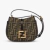 Fendi Women C’mon Small Brown FF Jacquard Fabric Bag