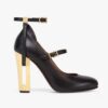 Fendi Women Delfina Black Leather High-Heeled Pumps-Black