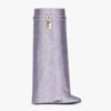Givenchy Women Shark Lock Boots in Satin with Strass-Silver