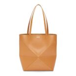 Loewe Unisex Puzzle Fold Tote in Shiny Calfskin-Brown
