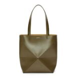 Loewe Unisex Puzzle Fold Tote in Shiny Calfskin-Green