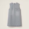 Miu Miu Women Denim Dress with Embroidered Logo