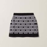 Miu Miu Women Wool Skirt witn Jacquard Logo-Black