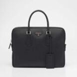 Prada Men Saffiano Leather Work Bag-Black