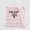 Prada Women Crochet Bag with Embroidered Lettering Logo-Pink 11 Prada Women Crochet Bag with Embroidered Lettering Logo-Pink