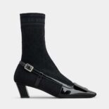 Roger Vivier Women Belle Vivier Sock Lacquered Buckle Ankle Boots in Patent Leather-Black