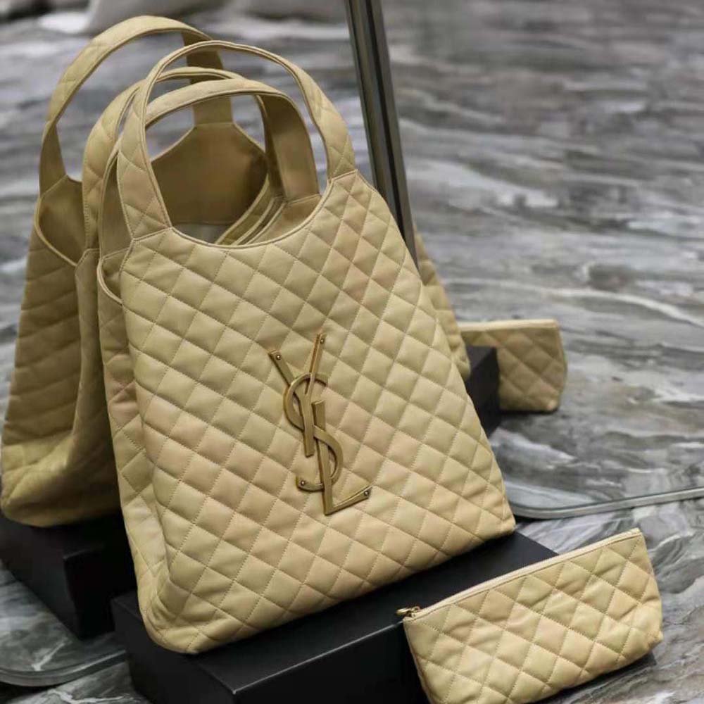 ICARE maxi shopping bag in quilted nubuck suede, Saint Laurent