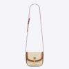 Saint Laurent YSL Women Kaia Small in Canvas and Vegetable-tanned Leather