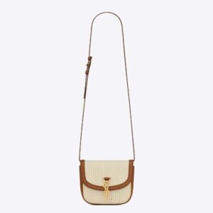 Saint Laurent YSL Women Kaia Small in Canvas and Vegetable-tanned Leather