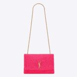 Saint Laurent YSL Women Kate Medium Supple Chain Bag in Raffia-Rose