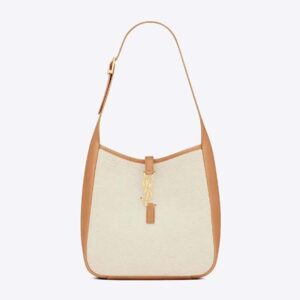 Saint Laurent YSL Women Small Le 5 à 7 Supple in Canvas and Smooth Leather