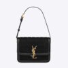 Saint Laurent YSL Women Solferino Small Satchel in Quilted Nubuck Suede-Black