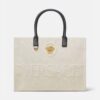 Versace Women La Medusa Canvas Large Tote Bag-Beige