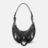 Versace Women Repeat Mini Hobo Bag-Black
