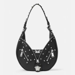 Versace Women Repeat Small Hobo Bag-Black