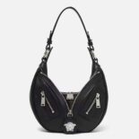 Versace Women Repeat Small Hobo Bag in Black