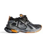 Balenciaga Unisex Runner Sneaker in Black/grey/Neon Orange Nylon and Suede-like Fabric