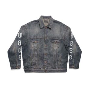 Balenciaga Women Crypto Large Fit Jacket in Light Blue