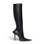 Balenciaga Women Witch 110mm Boot in Black Shiny Soft Sheepskin
