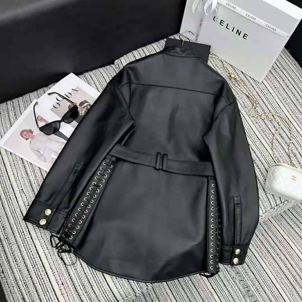 Balmain Women Leather Overshirt with Lace-up Details 3 Balmain Women Leather Overshirt with Lace-up Details - Image 3