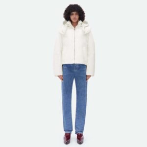 Bottega Veneta Women Frosted Poplin Puffer Jacket-White