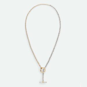 Bottega Veneta Women Key Chain Necklace with Sterling Silver and 18k Gold