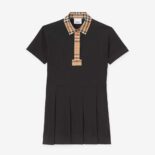 Burberry Girls' Vintage Check Trim Cotton Piqué Polo Shirt Dress-Black