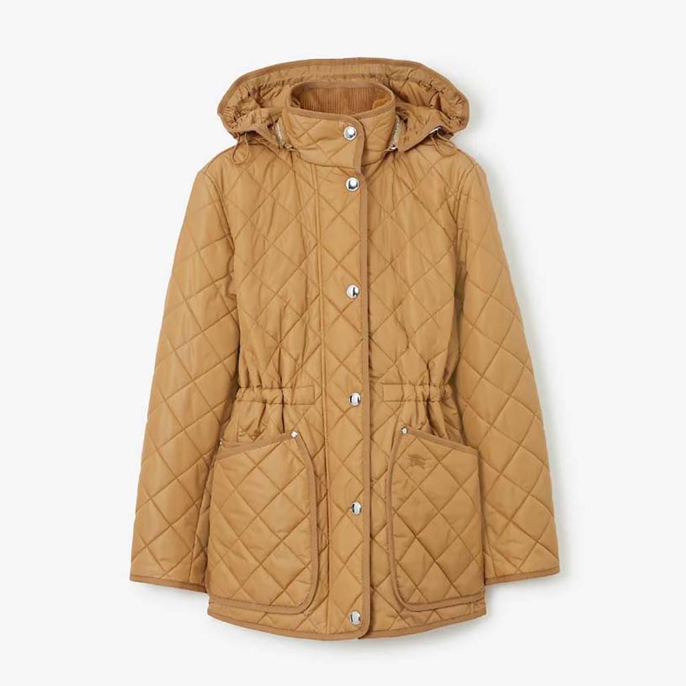 Burberry Women Diamond Quilted Nylon Jacket-Brown