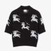 Burberry Women EKD Cotton Silk Polo Shirt-Black
