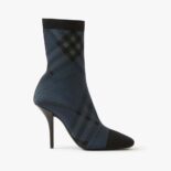 Burberry Women Knitted Check Sock Boots-Navy
