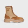 Celine Women Bulky Lace-up Boot with Triomphe in Nylon & Suede Calfskin