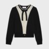 Celine Women Cardigan with Bow in Alpaca-Black