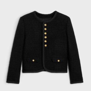 Celine Women Chasseur Jacket in Bouclette Natté-Black