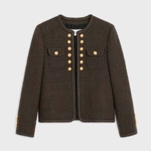 Celine Women Chelsea Jacket in Bouclette Natté-Green