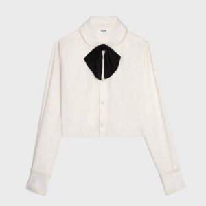 Celine Women Cropped Romy Shirt in Silk Crepe