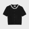 Celine Women Embroidered Cropped Cardigan in Cashmere