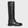 Celine Women High Boot Celine Biker in Calfskin - Vegetal Tanning-Black