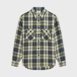 Celine Women Loose Shirt in Checked Cotton-Navy